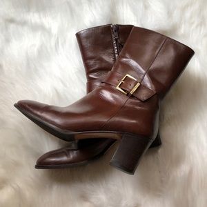 Vintage Salvatore Ferragamo zip up buckle booties